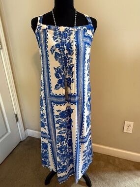 Blue and White Floral Maxi Sundress